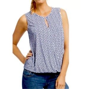 CAbi #733 Medallion keyhole Print Faux Wrap Sleeveless Top M